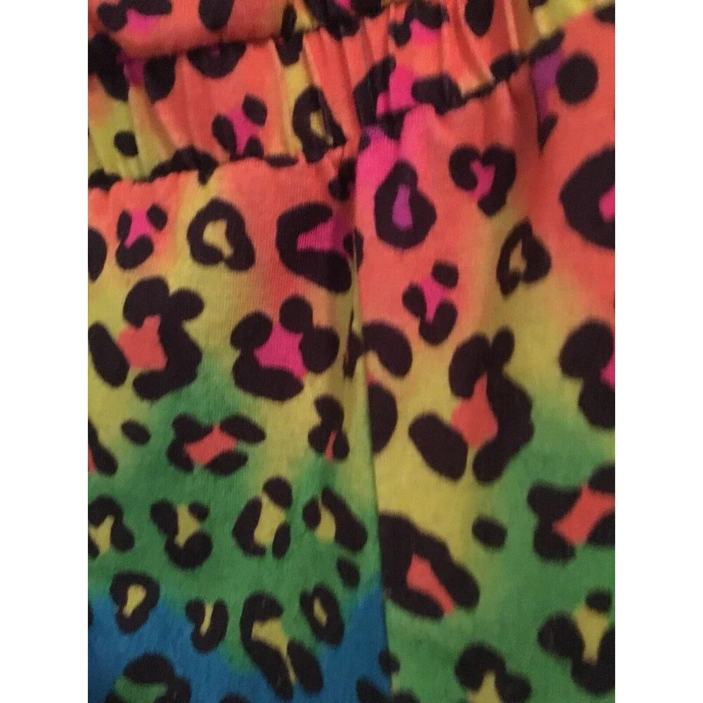 Justice Girls Colorful Leopard Print Pajama Romper Jumpsuit Shorts Sleep Size 10